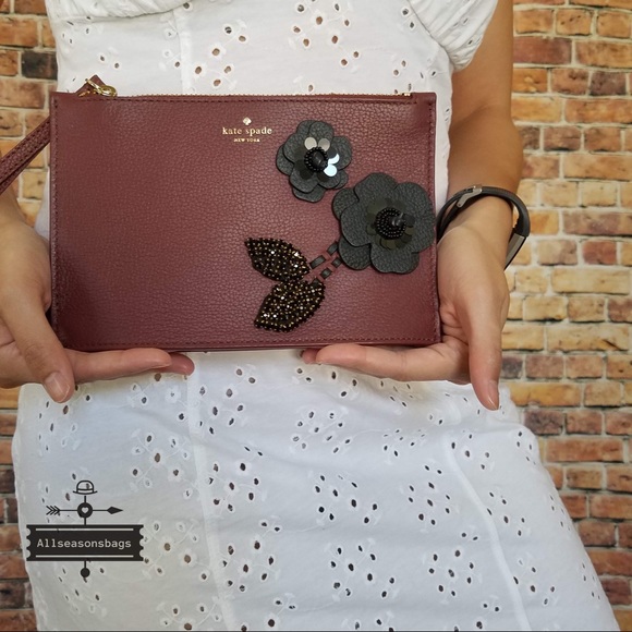 Kate Spade on purpose floral mini leather wristlet - Picture 4 of 6